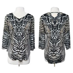 NEW Chico’s Animal Print Blouse Shirt. Classic Boho 90s bold Snakeskin zebra. 1